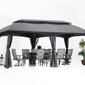 ABCCANOPY Gazebo 10x20 Patio Gazebo, Double Soft-Roof Patio Gazebos with Netting for Patios, Backyard, Garden or Outdoor Event, Dark Gray