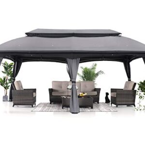 ABCCANOPY Gazebo 10x20 Patio Gazebo, Double Soft-Roof Patio Gazebos with Netting for Patios, Backyard, Garden or Outdoor Event, Dark Gray