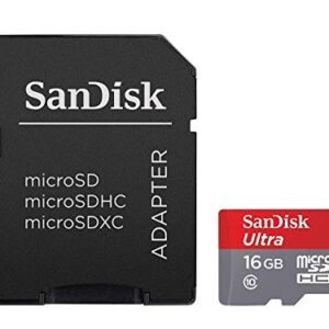 SanDisk Ultra 16GB Ultra Micro SDHC UHS-I/Class 10 Card with Adapter (SDSQUNC-016G-GN6MA)