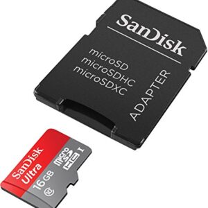 SanDisk Ultra 16GB Ultra Micro SDHC UHS-I/Class 10 Card with Adapter (SDSQUNC-016G-GN6MA)