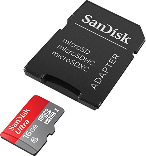 SanDisk Ultra 16GB Ultra Micro SDHC UHS-I/Class 10 Card with Adapter (SDSQUNC-016G-GN6MA)