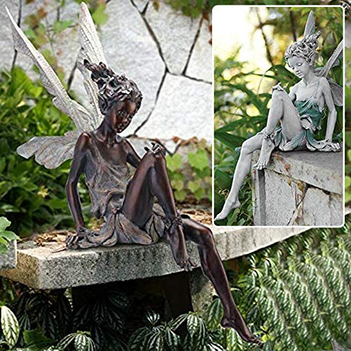 Sitting Fairy Statue Garden Ornament Resin Craft Landscaping Yard Decoration Park Gift Lawn Decoration Home Patio Garden