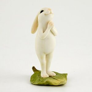 top collection miniature fairy garden & terrarium yoga bunny in standing namaste pose statue, small