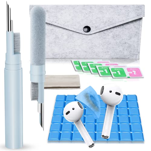 AKIKI Cleaner Kit Compatible with Airpods, Earbuds Cleaning kit for Airpods Pro 1 2 3, Phone Cleaner kit with Brush for Bluetooth Earbuds Cleaner, Wireless Earphones,iPhone,Laptop, Camera (Blue)