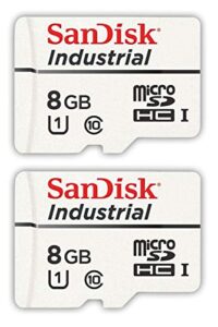 sandisk industrial 8gb micro sd memory card class 10 uhs-i microsdhc (bulk 2 pack) in cases (sdsdqaf3-008g-i) bundle with (1) everything but stromboli card reader