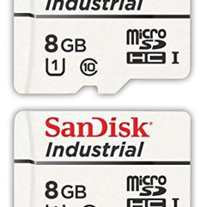 SanDisk Industrial 8GB Micro SD Memory Card Class 10 UHS-I MicroSDHC (Bulk 2 Pack) in Cases (SDSDQAF3-008G-I) Bundle with (1) Everything But Stromboli Card Reader