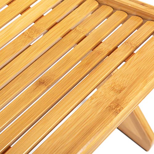 AbocoFur Bamboo Folding Lounge Chair, Indoor&Outdoor Lazy Recliner with Armrest, Home Zero Gravity Chair for Lunch Break, Portable Chaise for Patio, Balcony, Garden