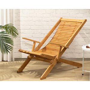 AbocoFur Bamboo Folding Lounge Chair, Indoor&Outdoor Lazy Recliner with Armrest, Home Zero Gravity Chair for Lunch Break, Portable Chaise for Patio, Balcony, Garden