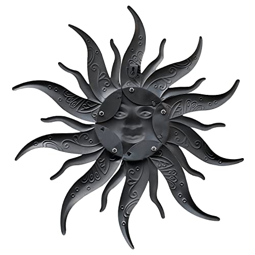 Daogtc Metal Sun Wall Art Decor-17.3 inches Rustic Retro Sun Hanging Decoration for Home Garden Farmhouse Yard Patio Fence Living Room Bedroom(Silver)