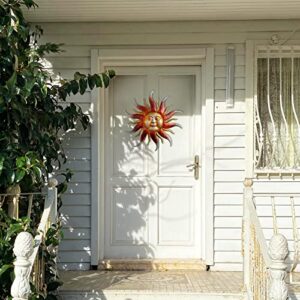 Daogtc Metal Sun Wall Art Decor-17.3 inches Rustic Retro Sun Hanging Decoration for Home Garden Farmhouse Yard Patio Fence Living Room Bedroom(Silver)