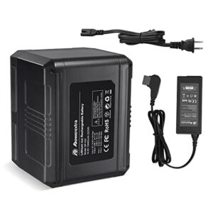 Powerextra V Mount V Lock Battery - 222Wh 14.8V 15000mAh Rechargeable Battery with D-tap Charger and Cable for Broadcast Video Camcorder, Compatible with Sony HDCAM, XDCAM, Digital Cinema Cameras