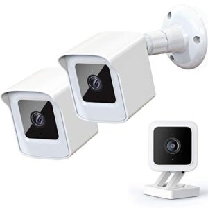pef mount for all-new wyze cam v3 only, weatherproof protective cover and 360 degree adjustable wall mount solid housing for wyze v3 outdoor indoor smart home camera system (white, 2 pack)