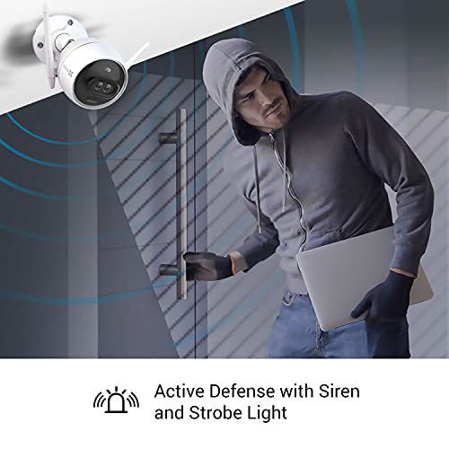 EZVIZ Outdoor Security Camera Dual Lens 1080P, Excellent Color Night Vision, Active Light & Siren Alarm with PIR Motion Detection, Weather Proof, Two-way Talk, the First Dual Lens Security Camera(C3X)