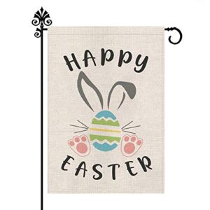 happy easter bunny egg garden flag double sided burlap yard outdoor decor spring summer holiday decorations 12.5 x 18 inch