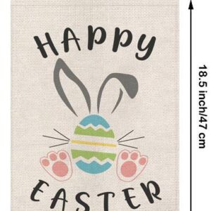 Happy Easter Bunny Egg Garden Flag Double Sided Burlap Yard Outdoor Decor Spring Summer Holiday Decorations 12.5 x 18 Inch