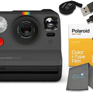 Polaroid Now I-Type Instant Film Camera - Black Bundle with a Color i-Type Film Pack (8 Instant Photos) and a Lumintrail Cleaning Cloth