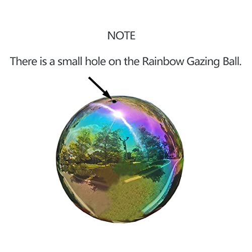 Pangmao Rainbow Gazing Globe Mirror Ball in Stainless Steel, Shiny Hollow Sphere Sparkling Housewarming Outdoor Ornament (6 Inch)