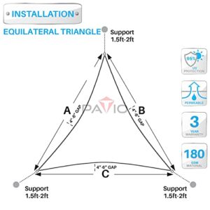 Patio Paradise 8' x8'x 8' Beige Sun Shade Sail Triangle Canopy - Permeable UV Block Fabric Durable Outdoor - Customized Available…