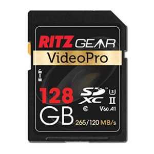 uhs-ii sd card 128gb sdxc memory card u3 v60 a1, extreme performance professional sd-card (r 265mb/s 120mb/s w) for advanced dslr, well-suited for video, including 4k,8k, 3d, full hd video