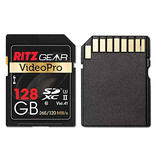 UHS-II SD Card 128GB SDXC Memory Card U3 V60 A1, Extreme Performance Professional Sd-Card (R 265mb/s 120mb/s W) for Advanced DSLR, Well-Suited for Video, Including 4K,8K, 3D, Full HD Video