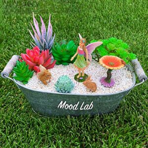 Mood Lab Fairy Garden Kit - Miniature Figurines & Accessories - Flower Set of 4 pcs - for Outdoor or House Decor