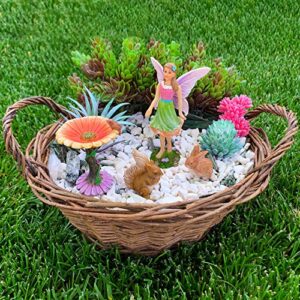 Mood Lab Fairy Garden Kit - Miniature Figurines & Accessories - Flower Set of 4 pcs - for Outdoor or House Decor