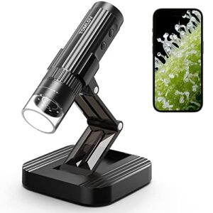 tomlov dm1s wireless digital microscope [easy and fun] 50x-1000x 1080p hd wifi portable handheld usb trichome mini coin microscope camera magnifier with stand for iphone ipad android phone & pc