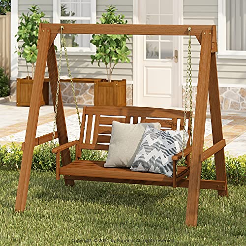 Furinno Tioman Hardwood Patio / Garden / Outdoor Porch Swing, Swing A, Natural