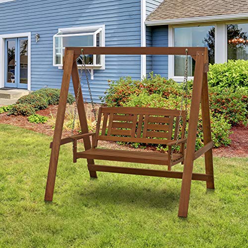 Furinno Tioman Hardwood Patio / Garden / Outdoor Porch Swing, Swing A, Natural