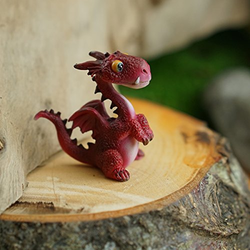 Top Collection Miniature Fairy Garden and Terrarium Mini Dragon Statue, Red
