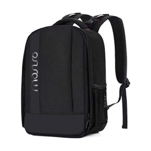 mosiso camera backpack, dslr/slr/mirrorless photography camera case buffer padded shockproof camera bag with customized modular inserts&tripod holder compatible with canon,nikon,sony etc, black