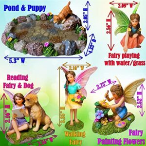 Mood Lab Fairy Garden Miniature Pond Kit - Figurines & Accessories Set of 5 pcs - Outdoor or House Decor