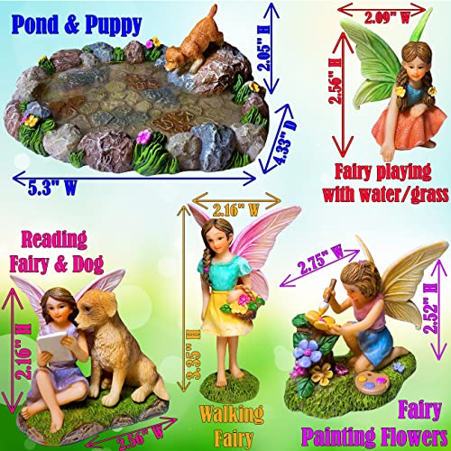 Mood Lab Fairy Garden Miniature Pond Kit - Figurines & Accessories Set of 5 pcs - Outdoor or House Decor