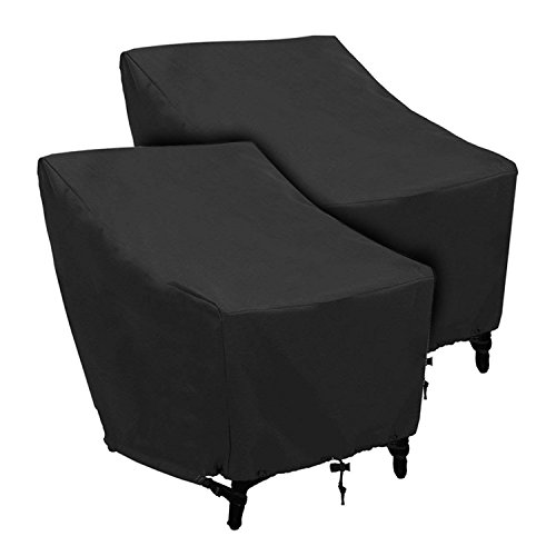 Patio Chair Covers Waterproof Heavy Duty Outdoor Patio Furniture Covers, Black Stackable Outside Lounge Deep Seat Covers, Large Lawn Sofa Covers Water Resistant,600D Oxford Cloth,Standard-2 Pack,Black