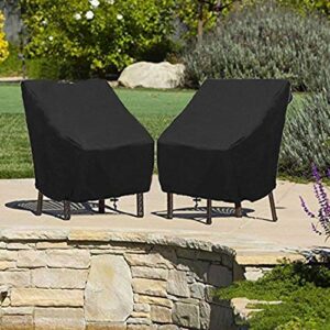 Patio Chair Covers Waterproof Heavy Duty Outdoor Patio Furniture Covers, Black Stackable Outside Lounge Deep Seat Covers, Large Lawn Sofa Covers Water Resistant,600D Oxford Cloth,Standard-2 Pack,Black