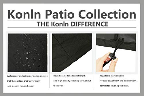 Patio Chair Covers Waterproof Heavy Duty Outdoor Patio Furniture Covers, Black Stackable Outside Lounge Deep Seat Covers, Large Lawn Sofa Covers Water Resistant,600D Oxford Cloth,Standard-2 Pack,Black