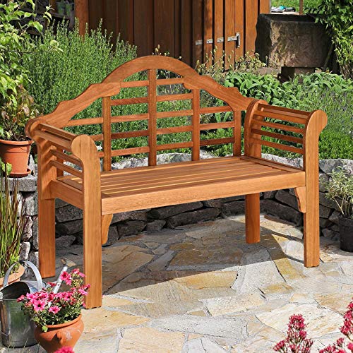 Giantex Outdoor Wood Bench, 4 Ft Foldable Eucalyptus Garden Bench, Two Person Loveseat Chair Solid with Curved Backrest and Armrest Ideal for Patio, Porch or Balcony (Teak)