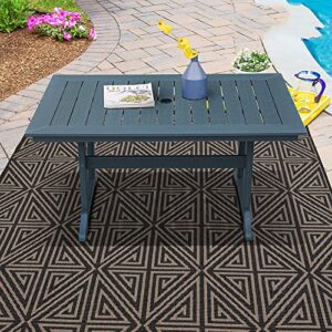 Boyel Living 60" HDPE Outdoor Patio Rectangular Dining Table with Umbrella Hole for Outdoor Garden, Porch, Deck,Gray