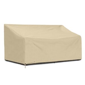 sunpatio outdoor bench cover 80 inch, heavy duty sofa cover, patio furniture cover, all weather protection, beige