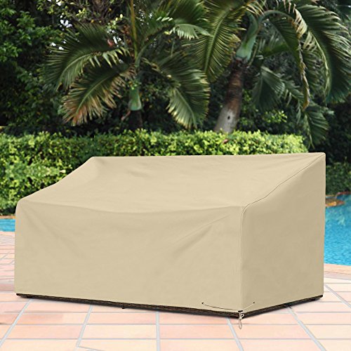 SunPatio Outdoor Bench Cover 80 Inch, Heavy Duty Sofa Cover, Patio Furniture Cover, All Weather Protection, Beige