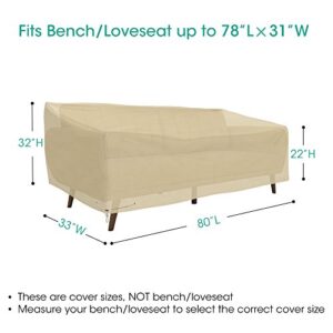 SunPatio Outdoor Bench Cover 80 Inch, Heavy Duty Sofa Cover, Patio Furniture Cover, All Weather Protection, Beige