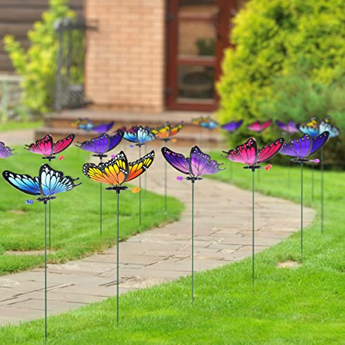 Exhart Garden Stake, Set of 6 Butterfly Garden Stakes, WindyWing Outdoor Garden Decor and Yard Art, 6 x 4.5 x 16 Inch