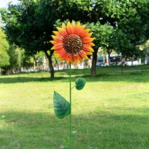 metal sunflowers decorative garden stakes, flower garden stakes decor, outdoor metal colorful sunflowers, rust proof metal flower stick, indoor outdoor pathway patio lawn decorations