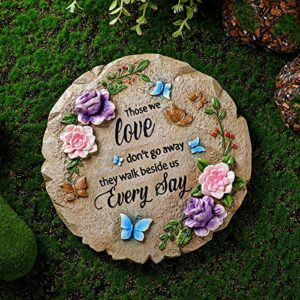 memories garden stepping stone plaque resin sympathy bereavement gifts beautiful butterfly flowers memorial stones outdoor memorial plaque garden decor for loss of loved one remembrance gifts
