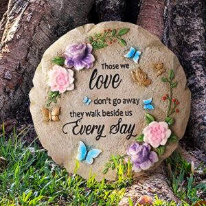 Memories Garden Stepping Stone Plaque Resin Sympathy Bereavement Gifts Beautiful Butterfly Flowers Memorial Stones Outdoor Memorial Plaque Garden Decor for Loss of Loved One Remembrance Gifts