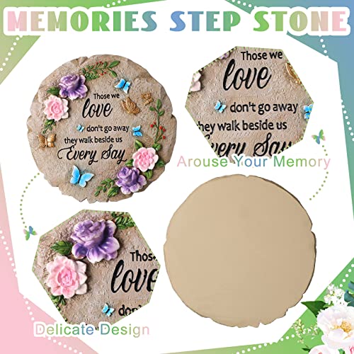 Memories Garden Stepping Stone Plaque Resin Sympathy Bereavement Gifts Beautiful Butterfly Flowers Memorial Stones Outdoor Memorial Plaque Garden Decor for Loss of Loved One Remembrance Gifts