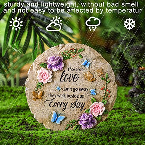 Memories Garden Stepping Stone Plaque Resin Sympathy Bereavement Gifts Beautiful Butterfly Flowers Memorial Stones Outdoor Memorial Plaque Garden Decor for Loss of Loved One Remembrance Gifts