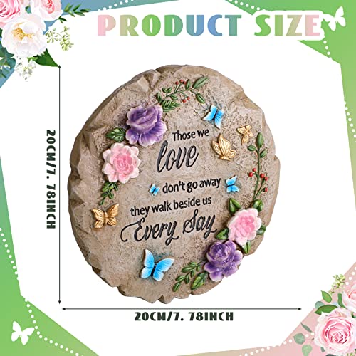 Memories Garden Stepping Stone Plaque Resin Sympathy Bereavement Gifts Beautiful Butterfly Flowers Memorial Stones Outdoor Memorial Plaque Garden Decor for Loss of Loved One Remembrance Gifts