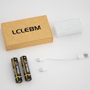 LCLEBM 3.7V 3800mAh USB Rechargeable Lithium Battery for Button Top with 2 in 1 Charge Cable for Flashlights, Camera, Headlamps, Doorbells, RC Cars (2 Pack)