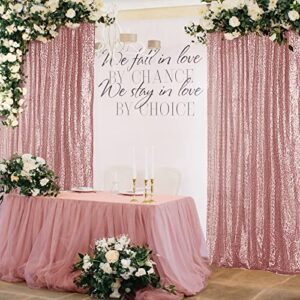 Hahuho Rose Gold Sequin Backdrop Curtain, 2PCS 2FTx8FT Glitter Backdrop Curtain for Parties, Christmas, Wedding, Party Decoration（2 Panels, 2FT x 8FT, Rose Gold